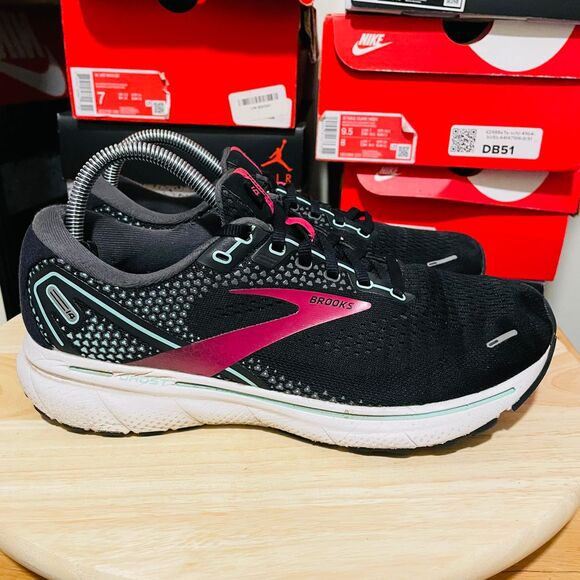 Brooks Shoes - Brooks Ghost 14 Womens Size 9.5 Shoes Black Athletic Running Sneakers